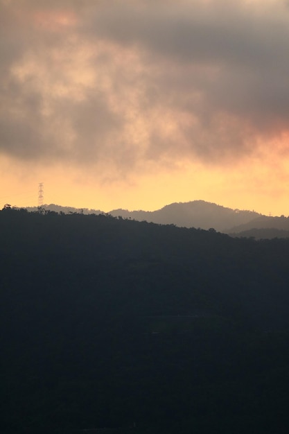 Sunset Colorful Sky With Sun And Clouds Background