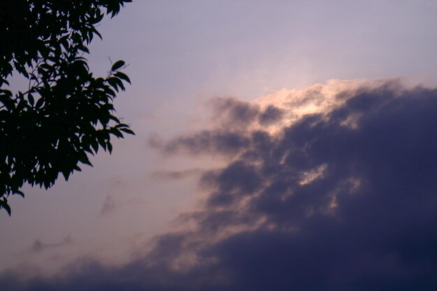 Sunset Colorful Sky With Sun And Clouds Background