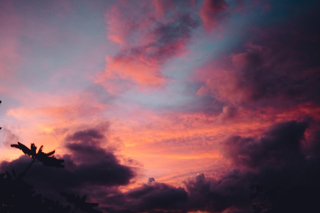 Sunset colors cloud orange and blue sky