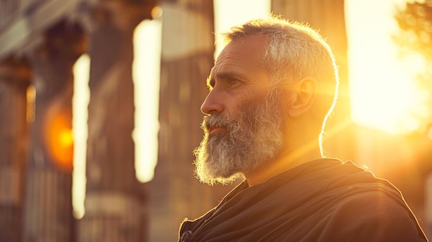 Sunset Contemplation Man Embracing End of Day