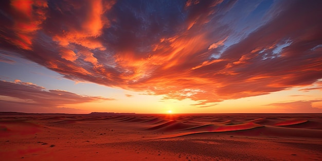 a sunset over a desert