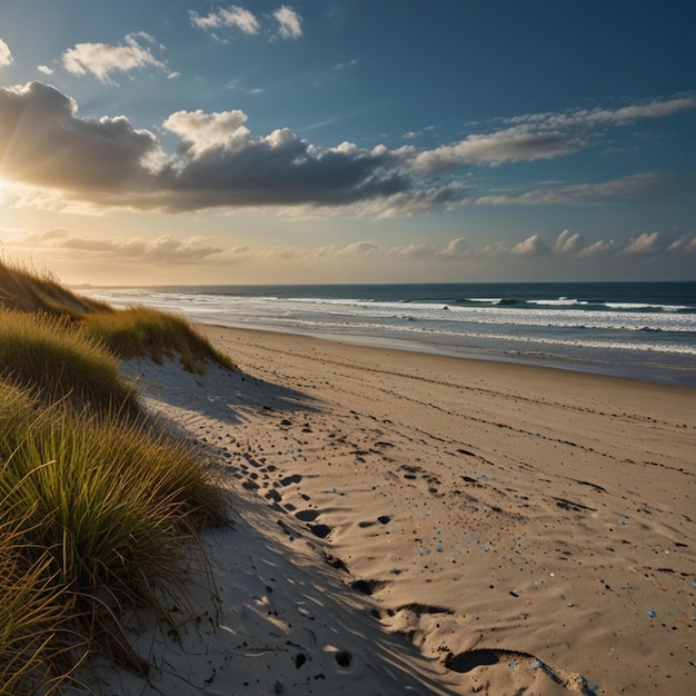 Photo sunset at the dune beach generated by ai