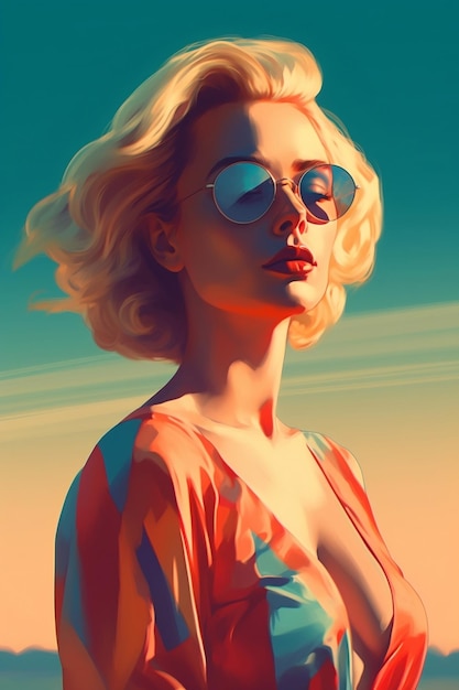 Sunset Escapades Portrait Illustration