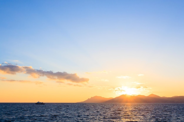 Sunset from the port of Cannes France