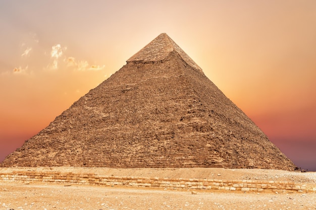 Sunset in Giza and the Pyramid of Khafre Egypt