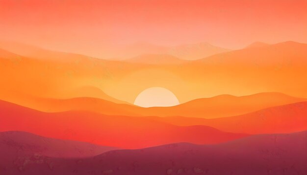 Photo sunset glow background background that transitions from deep orange at the bottom to soft graphic art illustration poster