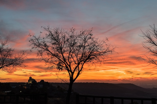 Sunset at golden hour in rural area