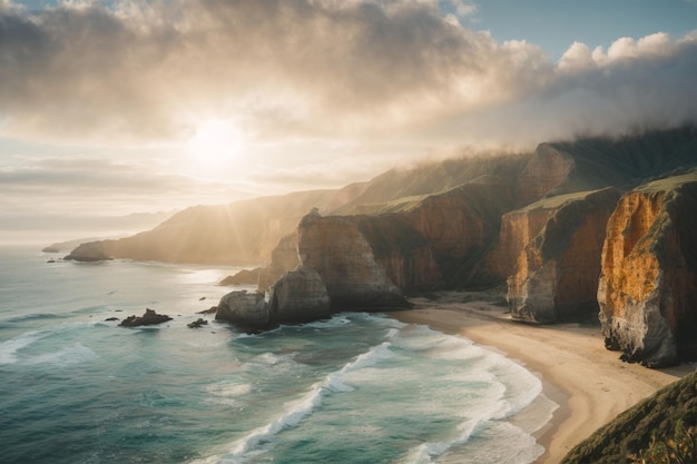 Photo sunset at the great ocean road in victoria australia beautiful scenery