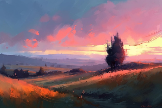 Sunset in the hills by person