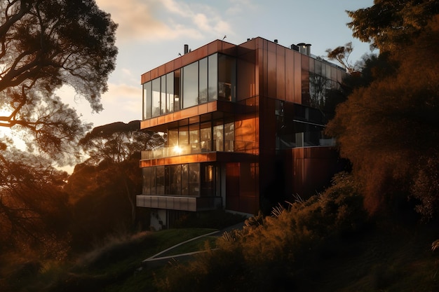 The sunset at the house of the year 2015