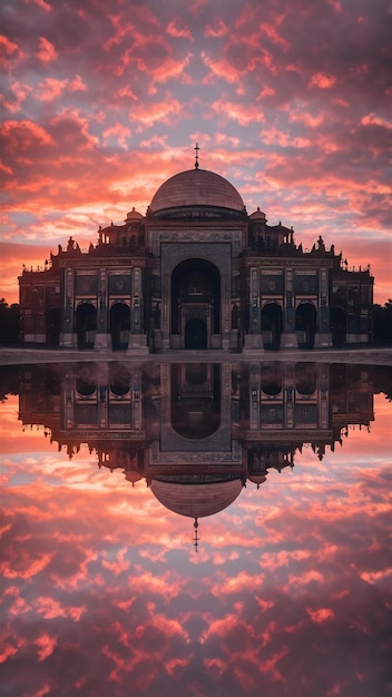 Sunset illuminates famous mausoleum symbol of spirituality generated by