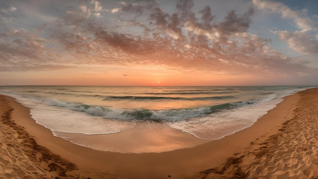 a sunset is on the beach and the water is very calm