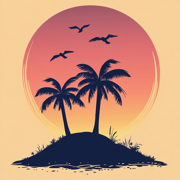 Photo sunset island silhouette