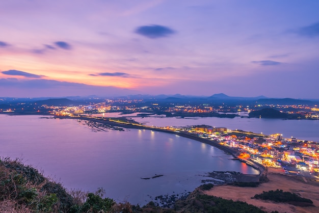 Sunset at Jeju Do Seongsan Ilchulbong , Jeju Island at Night, South Korea