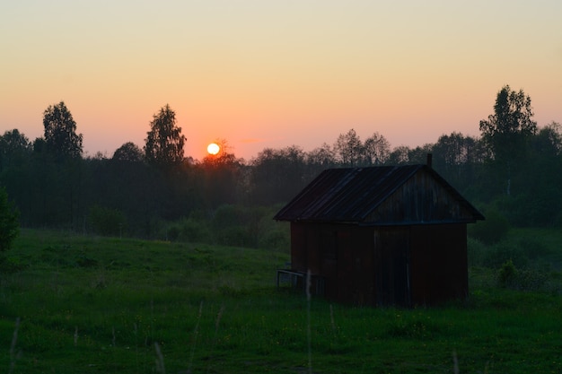 Sunset landscape in Russia