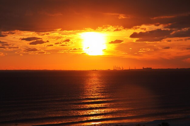 The sunset on Mediterranean sea Cyprus