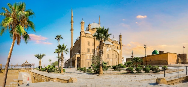 Sunset over mosque of Muhammed Ali in Cairo Citadel, Egypt