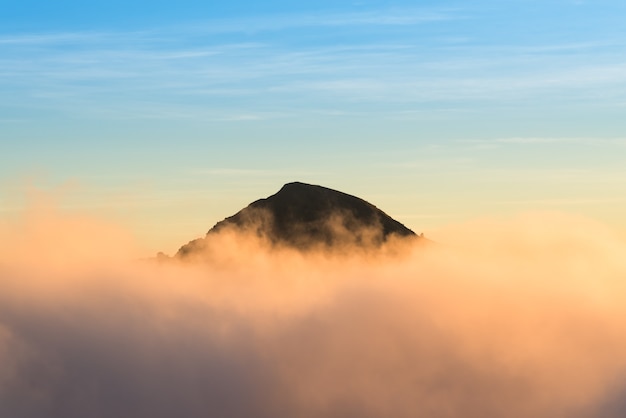 Sunset above  mountain and cloud at Mount Rinjani.