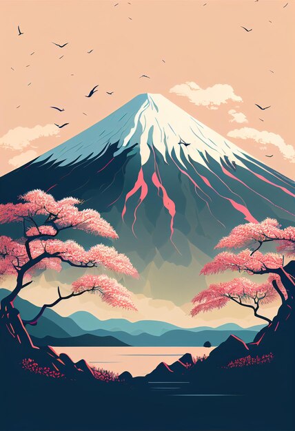 sunset mountain illustration landscape