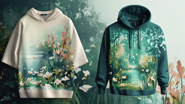 Photo sunset mountain landscape hoodie design