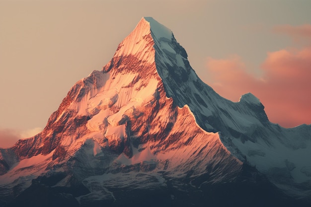 Sunset over a mountain range with alpenglow