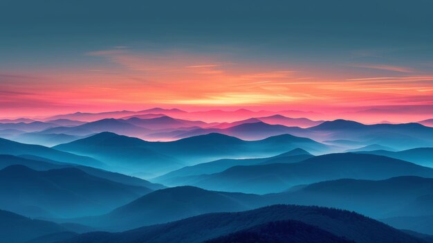 Sunset Over Mountain Range