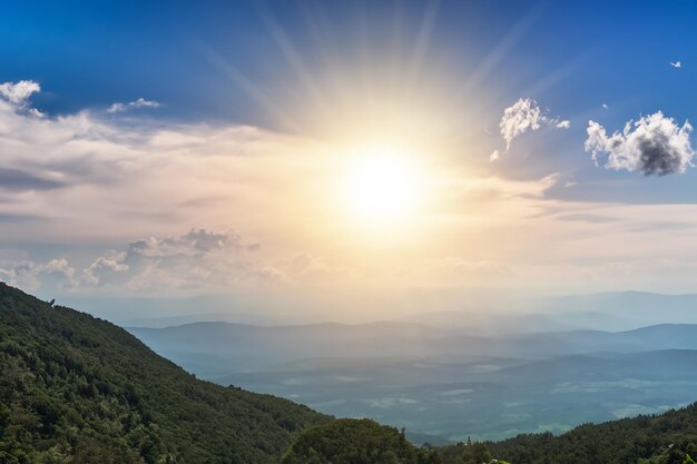 Sunset on the Mountain with Cloudscape Landscape