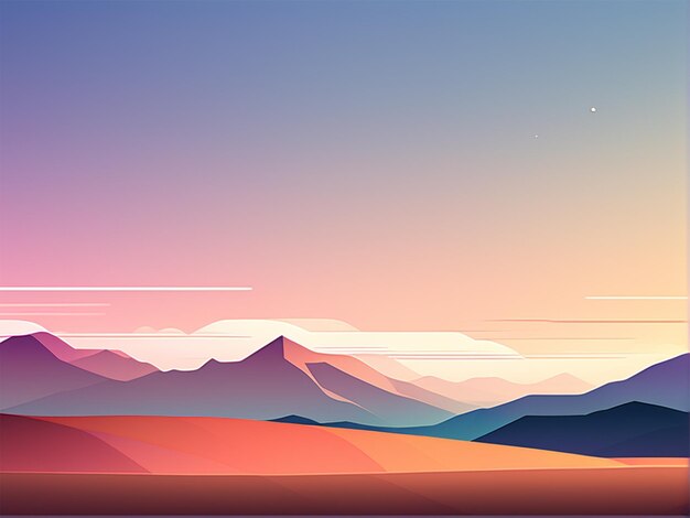 sunset in mountains minimalistic backdrop