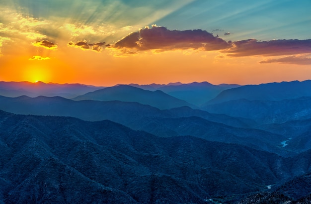 Sunset over mountains in South Mexico, Oaxaca State