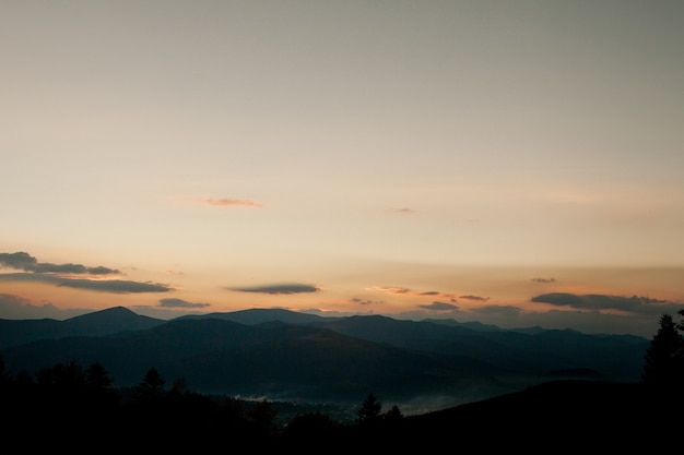 Sunset over the mountains in Ukraine