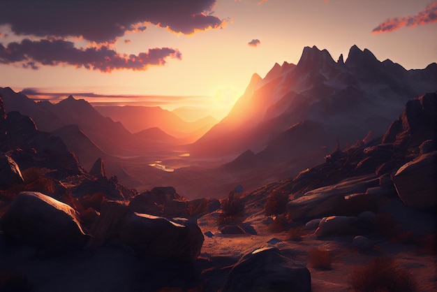 Sunset in the mountains wallpapers