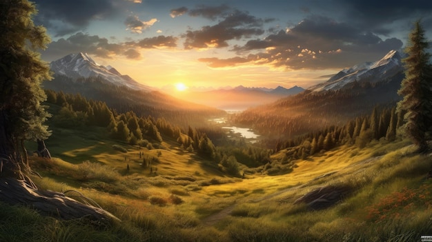 Sunset in the mountains wallpapers