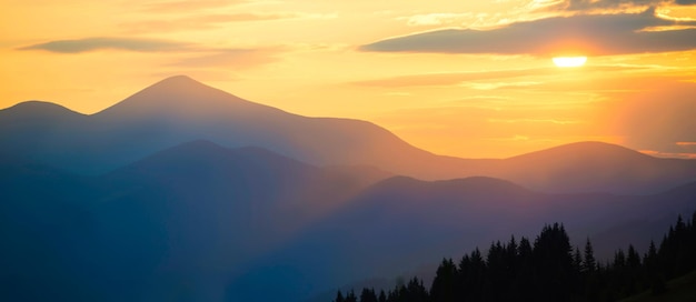 Sunset in mountains