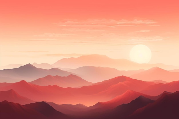 a sunset over the mountains