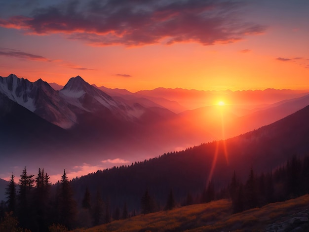 Sunset in the mountains