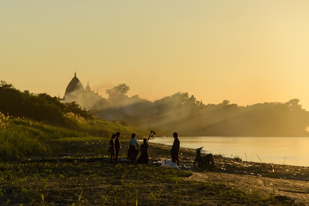 Sunset in Myanmar on the river