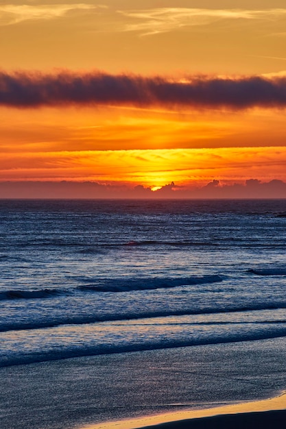 Sunset Over Ocean Waves at Gold Beach EyeLevel Perspective