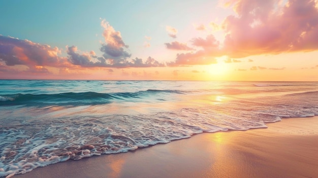 a sunset over the ocean with a sunset and clouds