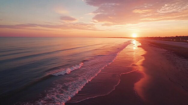 sunset over the ocean with a sunset on the horizon