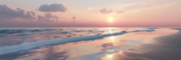 a sunset over the ocean with a wave in the water