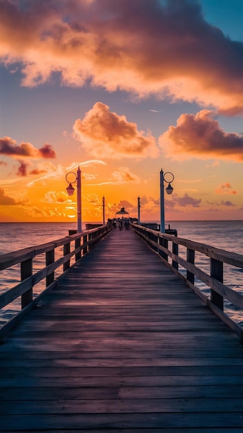 sunset panorama on the pier Florida naples pier travel concept