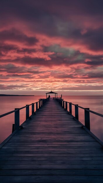 Photo sunset panorama at sellin pier sellin mecklenburg vorpommern germany