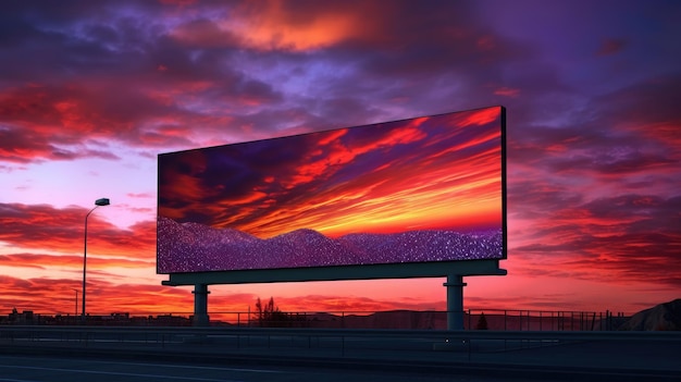 Sunset Reflection on a Billboard Generative AI