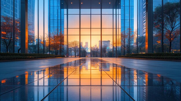 Sunset Reflection in Cityscape