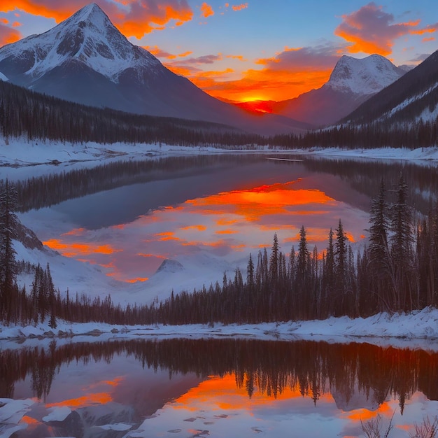 Sunset reflects Christian mountain spirituality in nature beauty generated by AI