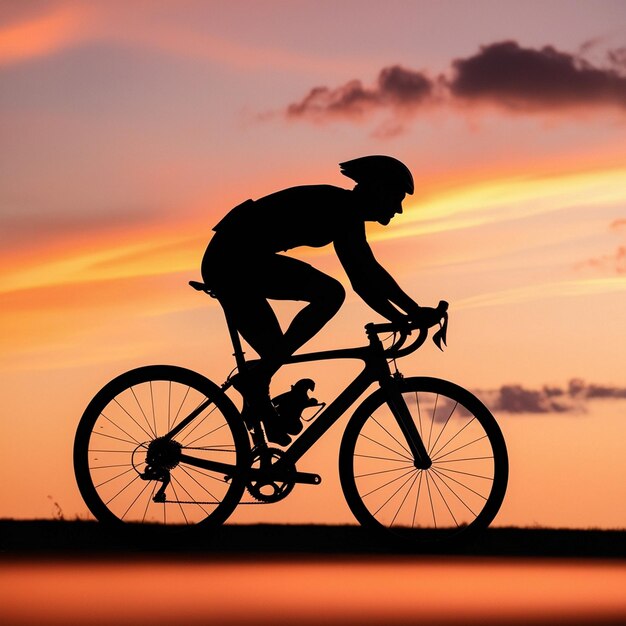 Sunset Ride Silhouette of a Cyclist in Motion