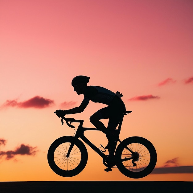 Sunset Ride Silhouette of a Cyclist in Motion