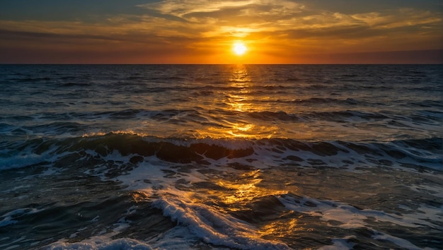 A sunset over a rippling ocean A sunset over a rippling ocean