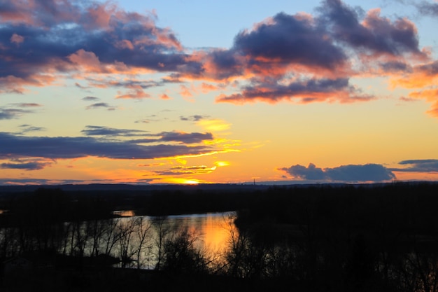 Sunset over the river Dnieper