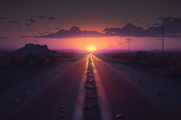 Sunset on the road wallpapers and images